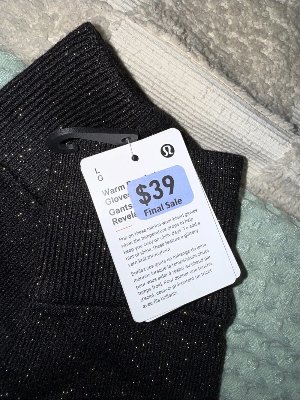NWT Lululemon Warm Revelation Gloves *Shine size Large
